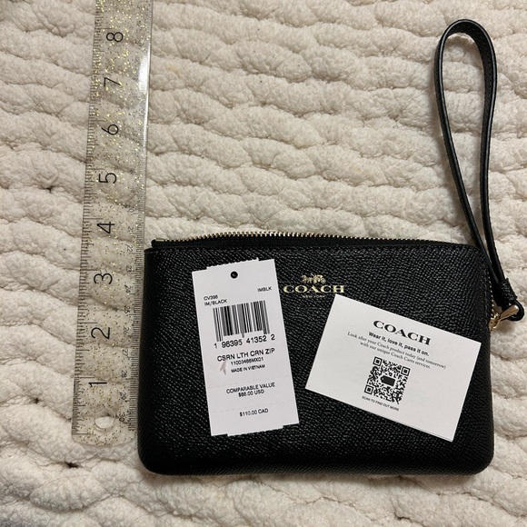 Coach Black Textured Wristlet with Gold Logo - Picture 3 of 6